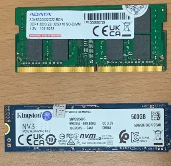 Adata 32gb Ram and Kingston 500GB Nvme Pcie Gen4 SSD